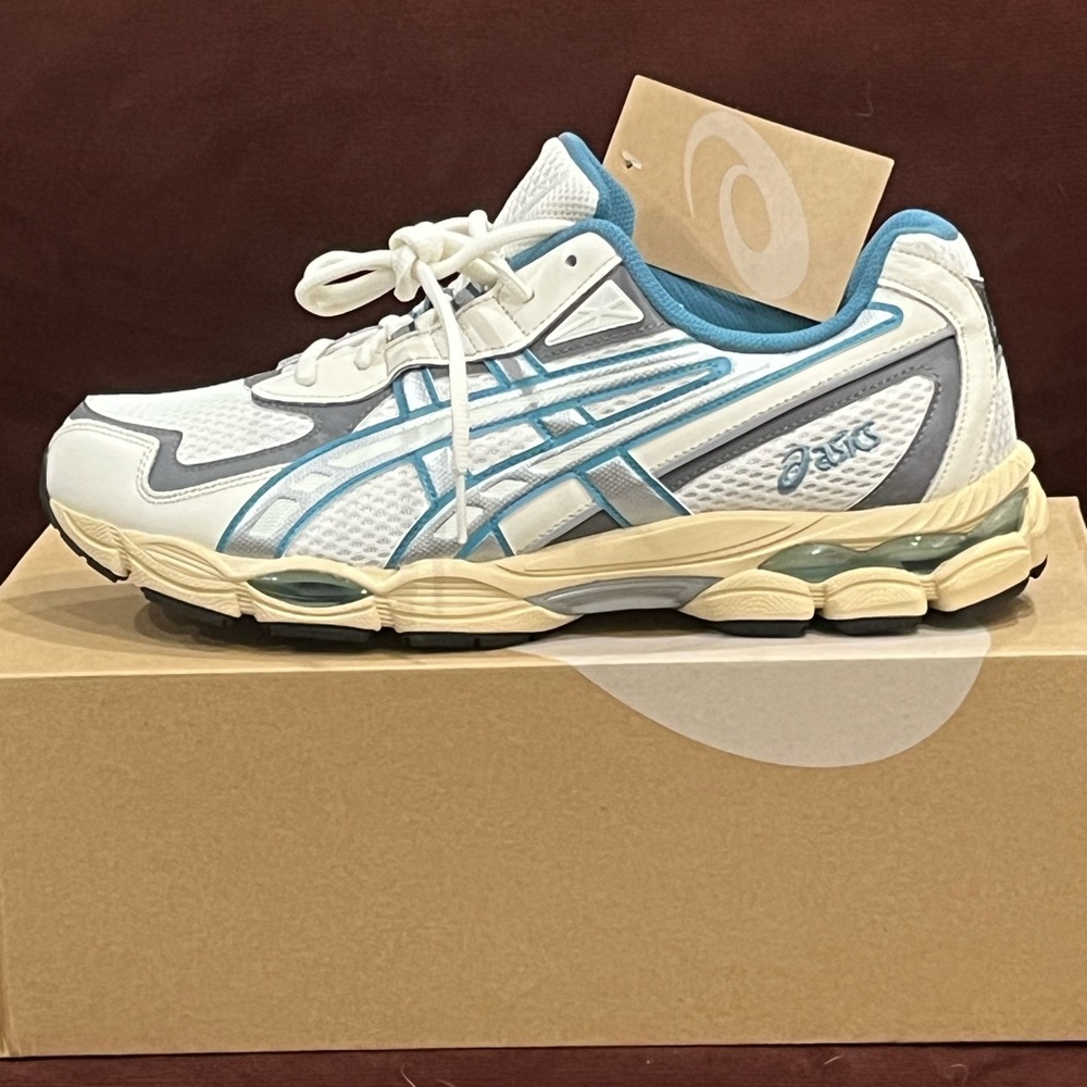 Asics Cream and Blue Teal Sneakers